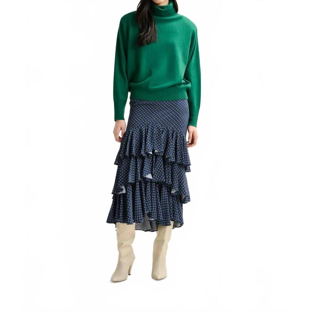 NEW ESSENTIEL ANTWERP ilana tiered ruffle midi skirt in black